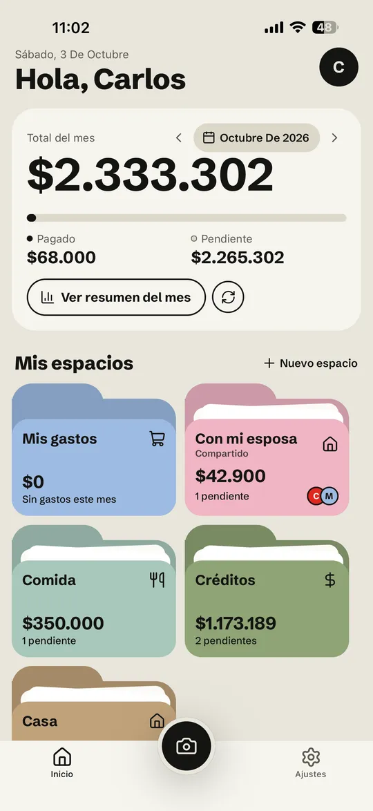 Folio · Total del mes